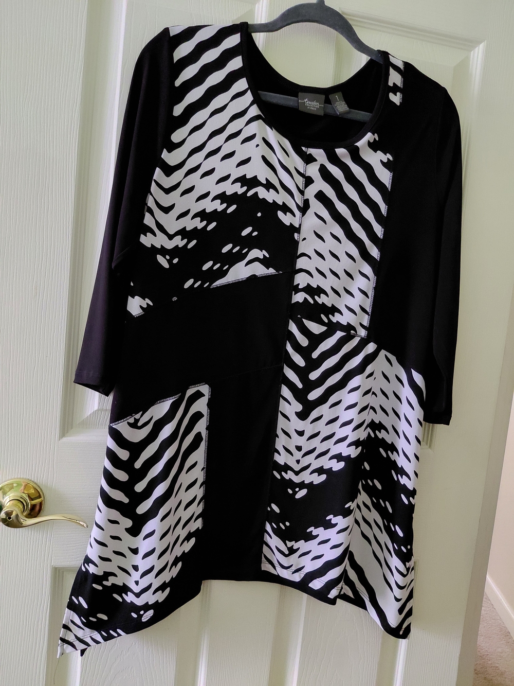 Black & White Abstract Patch Tunic Top by
